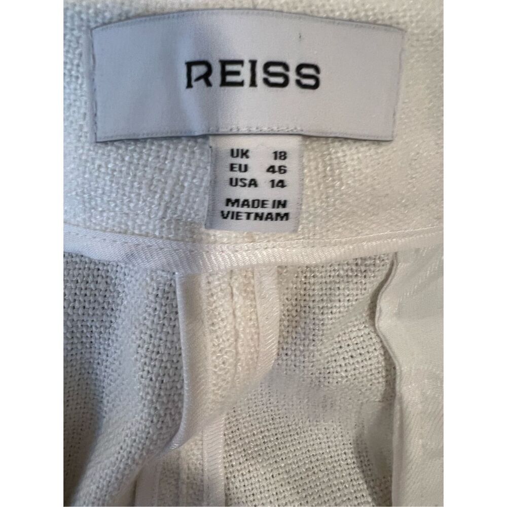 Reiss Women's White Devon Linen Blend Flat Front Bermuda Shorts Size 14 NWOT - Picture 10 of 12